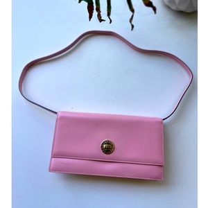 Bvlgari Vintage Pink Leather Clutch Shoulder Bag